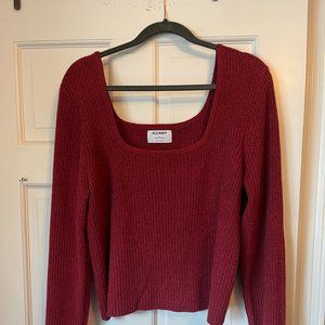 Square Neck Knit Crop Sweater - XL